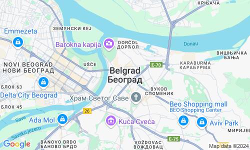 Ausschnitt der Weltkarte zu Belgrad