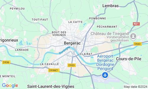 Ausschnitt der Weltkarte zu Bergerac