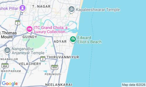 Ausschnitt der Weltkarte zu Besant Nagar Beach