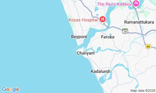 Ausschnitt der Weltkarte zu Beypore Beach