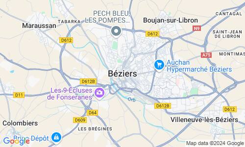 Ausschnitt der Weltkarte zu Béziers