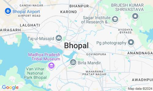 Ausschnitt der Weltkarte zu Bhopal