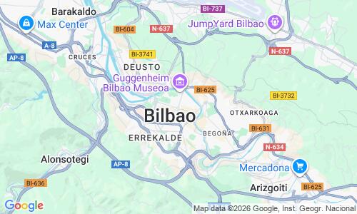 Ausschnitt der Weltkarte zu Bilbao