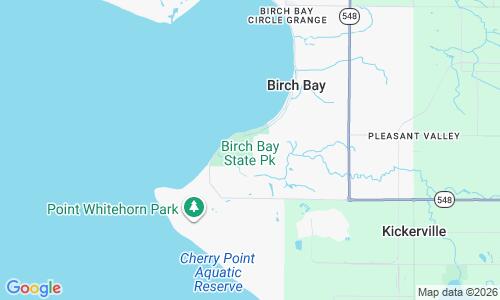 Ausschnitt der Weltkarte zu Birch Bay State Park Strand