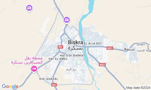Ausschnitt der Weltkarte zu Biskra