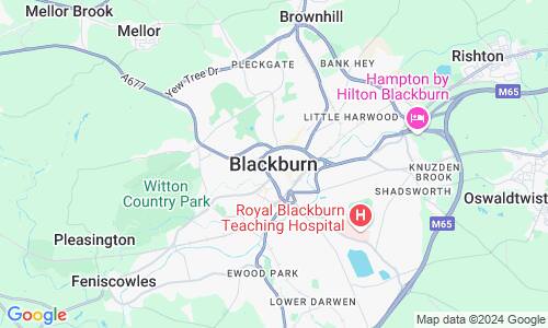Ausschnitt der Weltkarte zu Blackburn