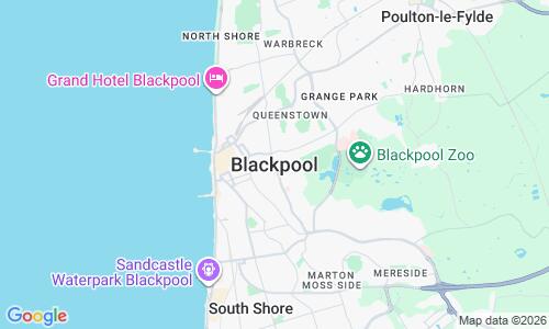 Ausschnitt der Weltkarte zu Blackpool Central Beach