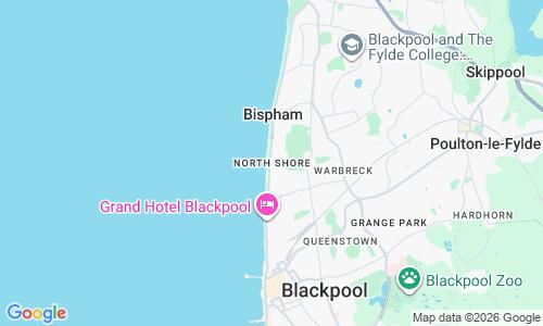Ausschnitt der Weltkarte zu Blackpool North Beach