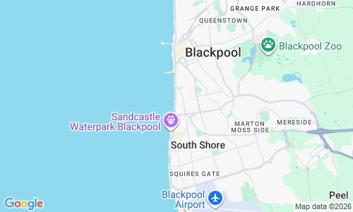 Ausschnitt der Weltkarte zu Blackpool South Beach