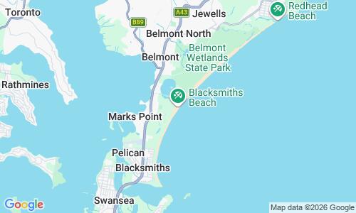 Ausschnitt der Weltkarte zu Blacksmiths Beach