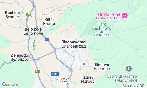 Ausschnitt der Weltkarte zu Blagoewgrad