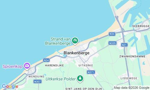 Ausschnitt der Weltkarte zu Blankenberg Strand