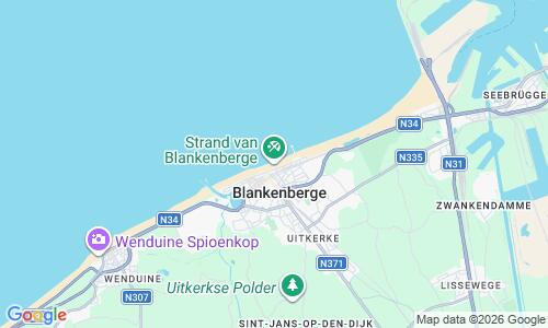 Ausschnitt der Weltkarte zu Blankenberge Strand