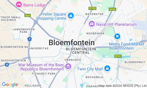 Ausschnitt der Weltkarte zu Bloemfontein