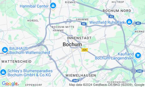 Ausschnitt der Weltkarte zu Bochum