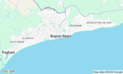 Ausschnitt der Weltkarte zu Bognor Regis Beach