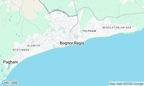 Ausschnitt der Weltkarte zu Bognor Regis Strand