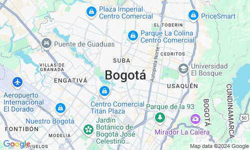 Ausschnit der Weltkarte zu Bogotá