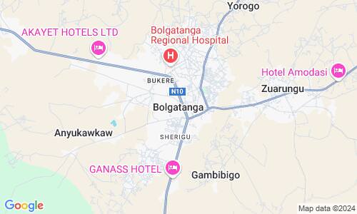 Ausschnitt der Weltkarte zu Bolgatanga