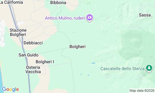 Ausschnitt der Weltkarte zu Bolgheri Strand