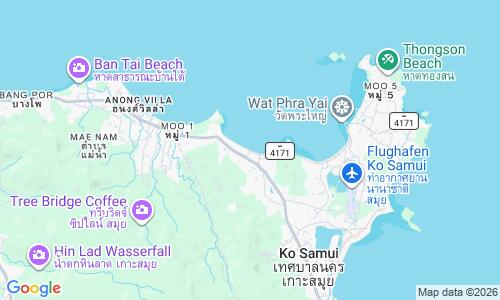 Ausschnitt der Weltkarte zu Bophut Beach