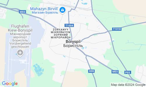 Ausschnitt der Weltkarte zu Boryspil