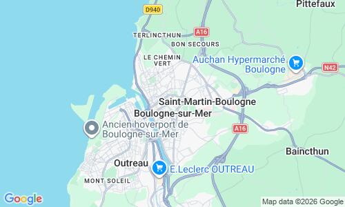 Ausschnitt der Weltkarte zu Boulogne sur Mer Strand
