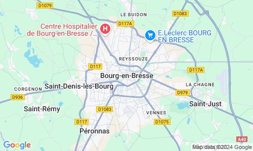 Ausschnitt der Weltkarte zu Bourg-en-Bresse