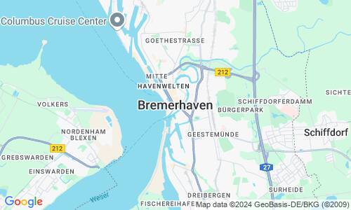 Ausschnitt der Weltkarte zu Bremerhaven