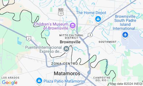 Ausschnitt der Weltkarte zu Brownsville