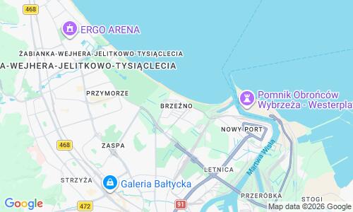 Ausschnitt der Weltkarte zu Brzezno Strand