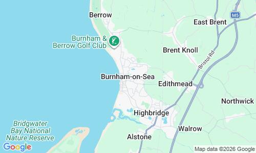 Ausschnitt der Weltkarte zu Burnham-on-Sea Strand