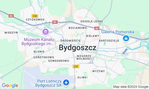 Ausschnitt der Weltkarte zu Bydgoszcz