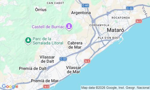 Ausschnitt der Weltkarte zu Cabrera de Mar Strand