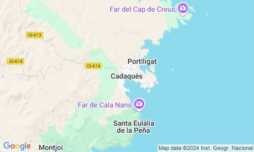 Ausschnit der Weltkarte zu Cadaqués