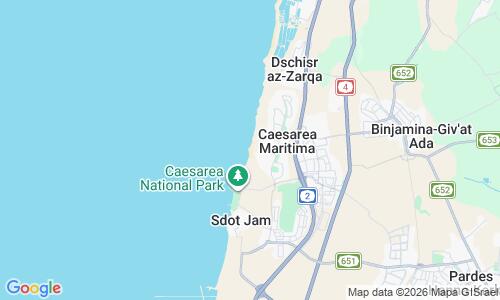 Ausschnit der Weltkarte zu Caesarea Beach