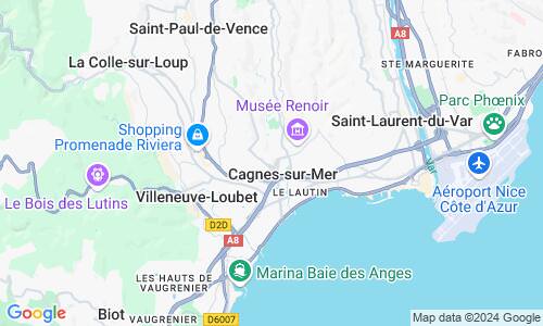 Ausschnitt der Weltkarte zu Cagnes-sur-Mer