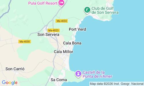 Ausschnitt der Weltkarte zu Cala Bona