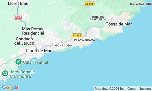 Ausschnitt der Weltkarte zu Cala Canyelles