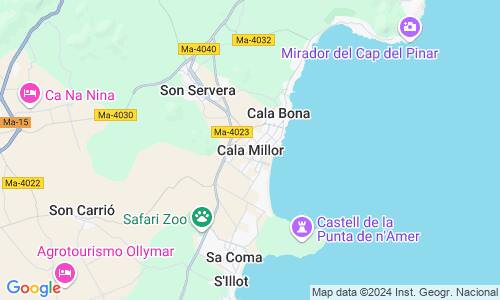 Ausschnitt der Weltkarte zu Cala Millor