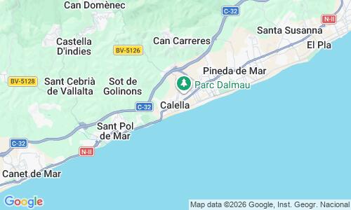 Ausschnitt der Weltkarte zu Calella Strand