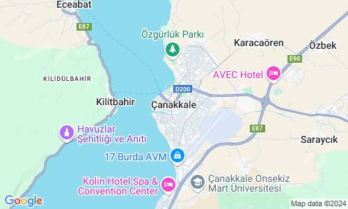 Ausschnitt der Weltkarte zu Çanakkale