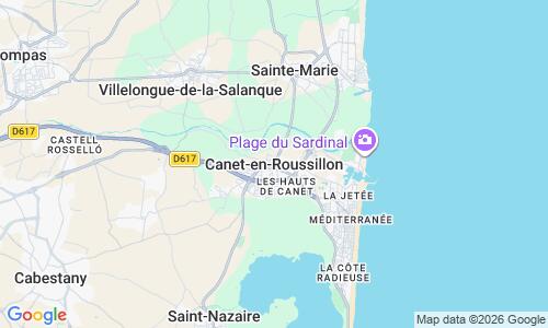 Ausschnitt der Weltkarte zu Canet-en-Roussillon Plage