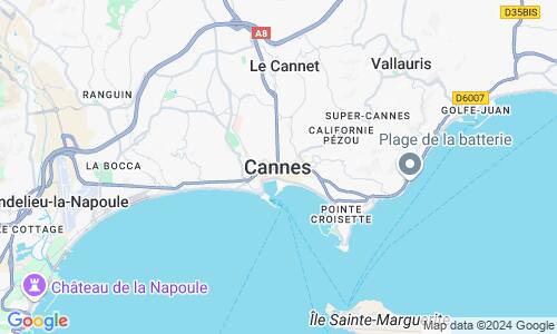 Ausschnit der Weltkarte zu Cannes