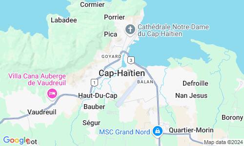 Ausschnitt der Weltkarte zu Cap-Haitien