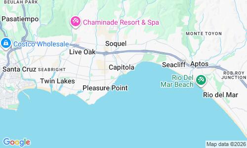 Ausschnitt der Weltkarte zu Capitola Beach