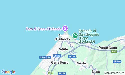 Ausschnit der Weltkarte zu Capo d'Orlando