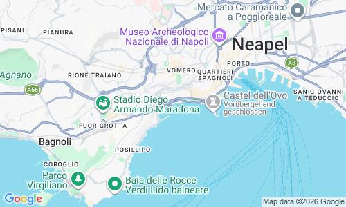 Ausschnitt der Weltkarte zu Caracciolo Strand Napoli