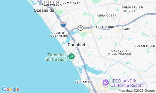 Ausschnitt der Weltkarte zu Carlsbad Strand