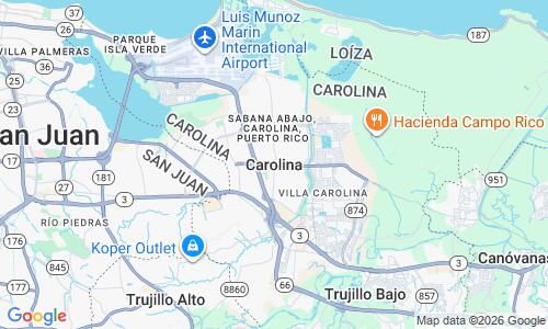 Ausschnitt der Weltkarte zu Carolina Beach